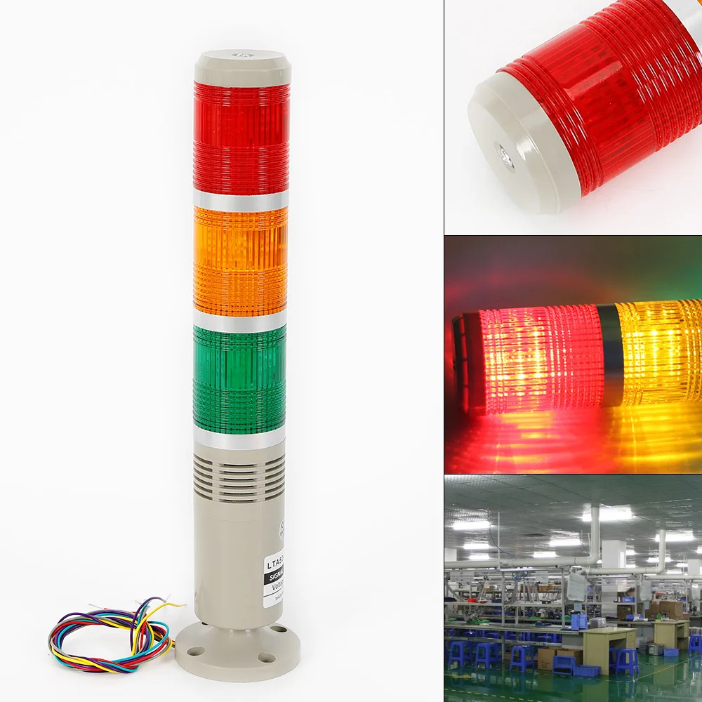 Alarm Warning LED Lamp Light Industrial LED Signal Tower Buzzer Red Green Yellow Stack Light Apparatus Lamp 110V