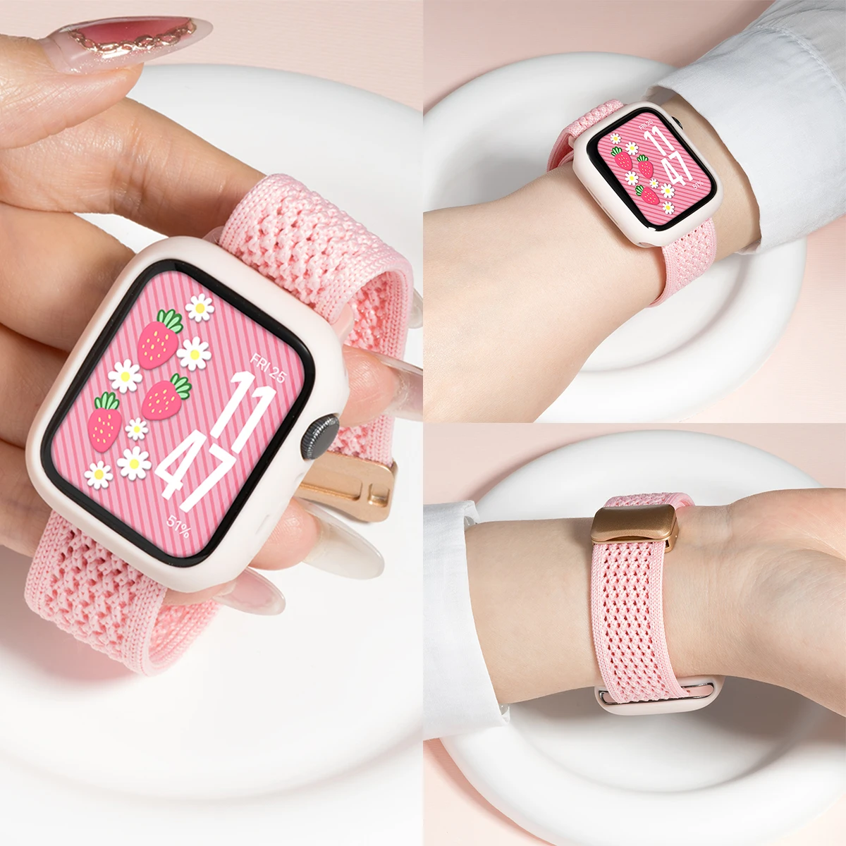 キャンディシリコンケース+ストラップ Apple Watchバンド 46mm 49mm 44mm 42mm 41mm 40mm 38mm SE 10 9 6 5 Ultra 2 ナイロンストラップ iWatch対応