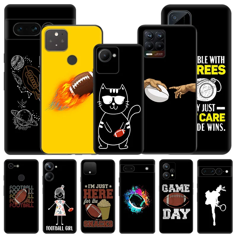 Soft Phone Cases For Pixel 8a 7a 6a 7 6 8 Pro Rugby Tennis Honor X8b X9b X7b 70 90 X6 X7 X8 X9A X8A X6A Magic5 Black Matte Cover