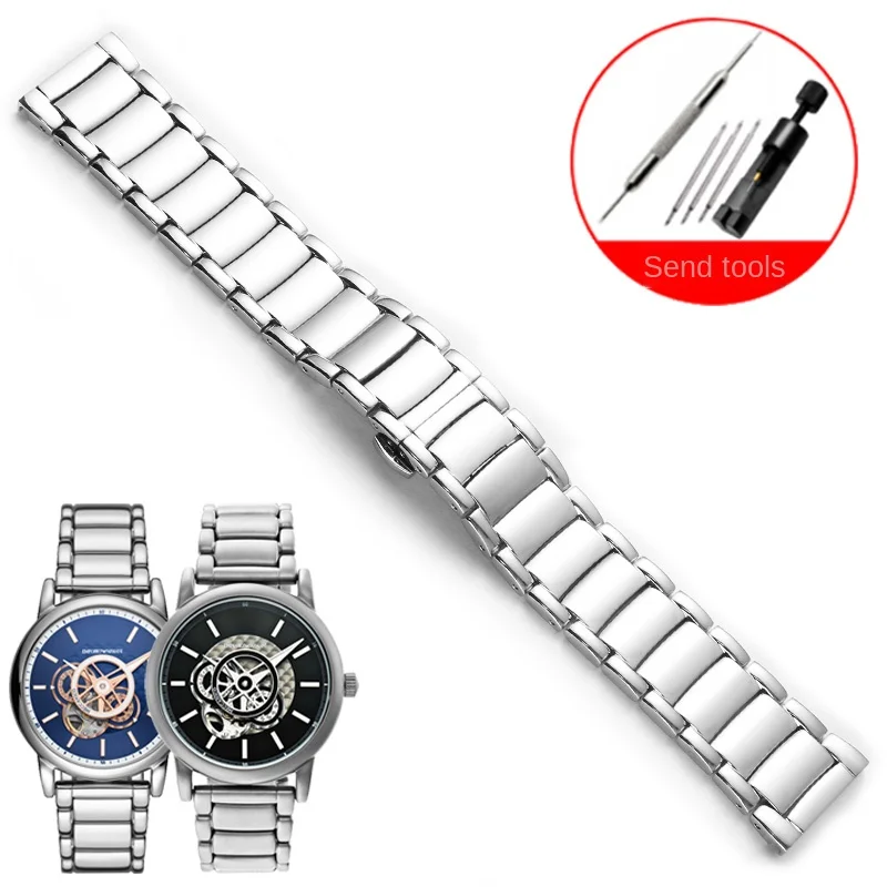 

Solid Precision Steel Watch Strap sSubstitute AR1981/1648/1945/1980 Series Men's Flat Interface Stainless Steel Watch Chain 22mm