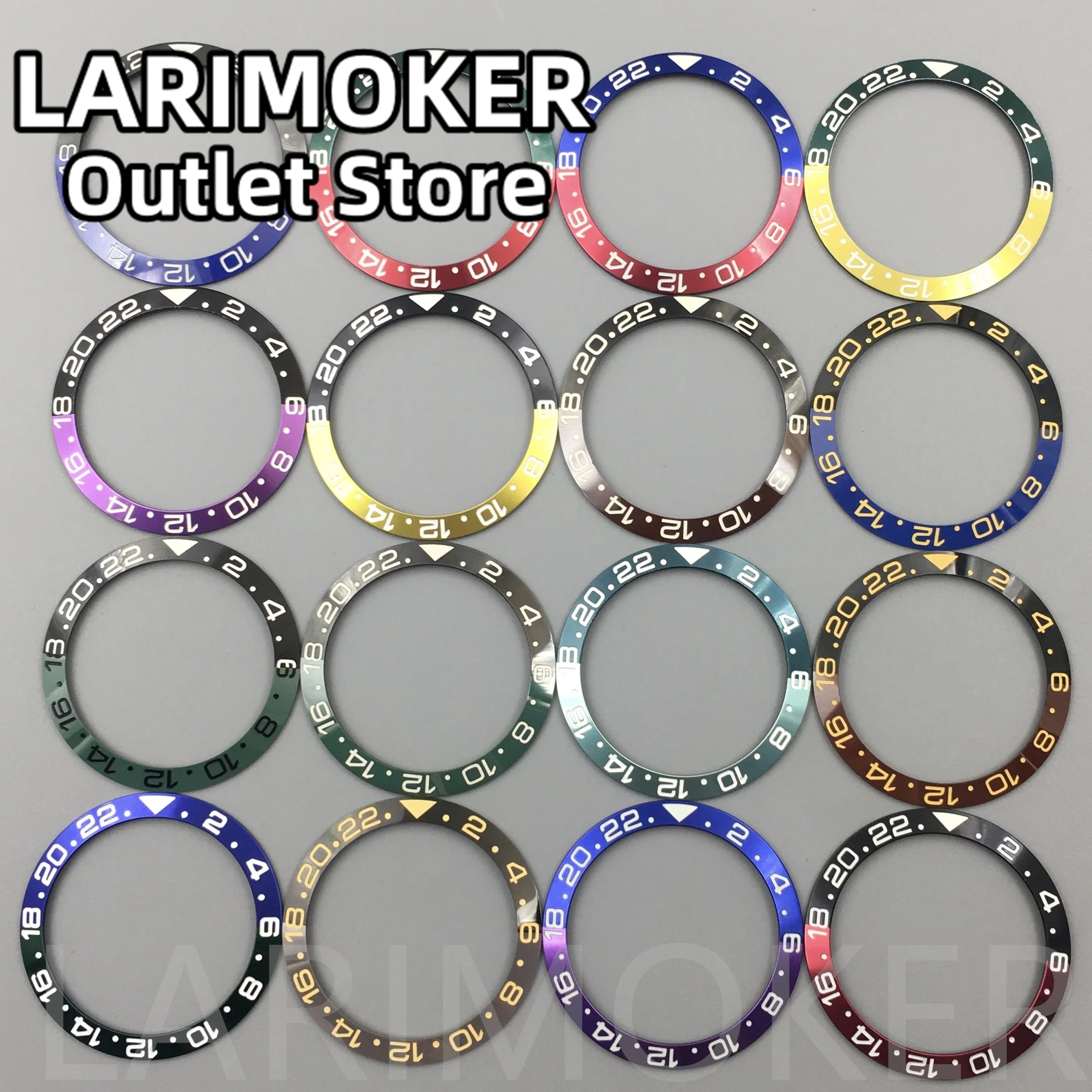 Larimoker-セラミック時計ベゼルインサート、ケース交換、時計アクセサリー、直径38mm、40mm