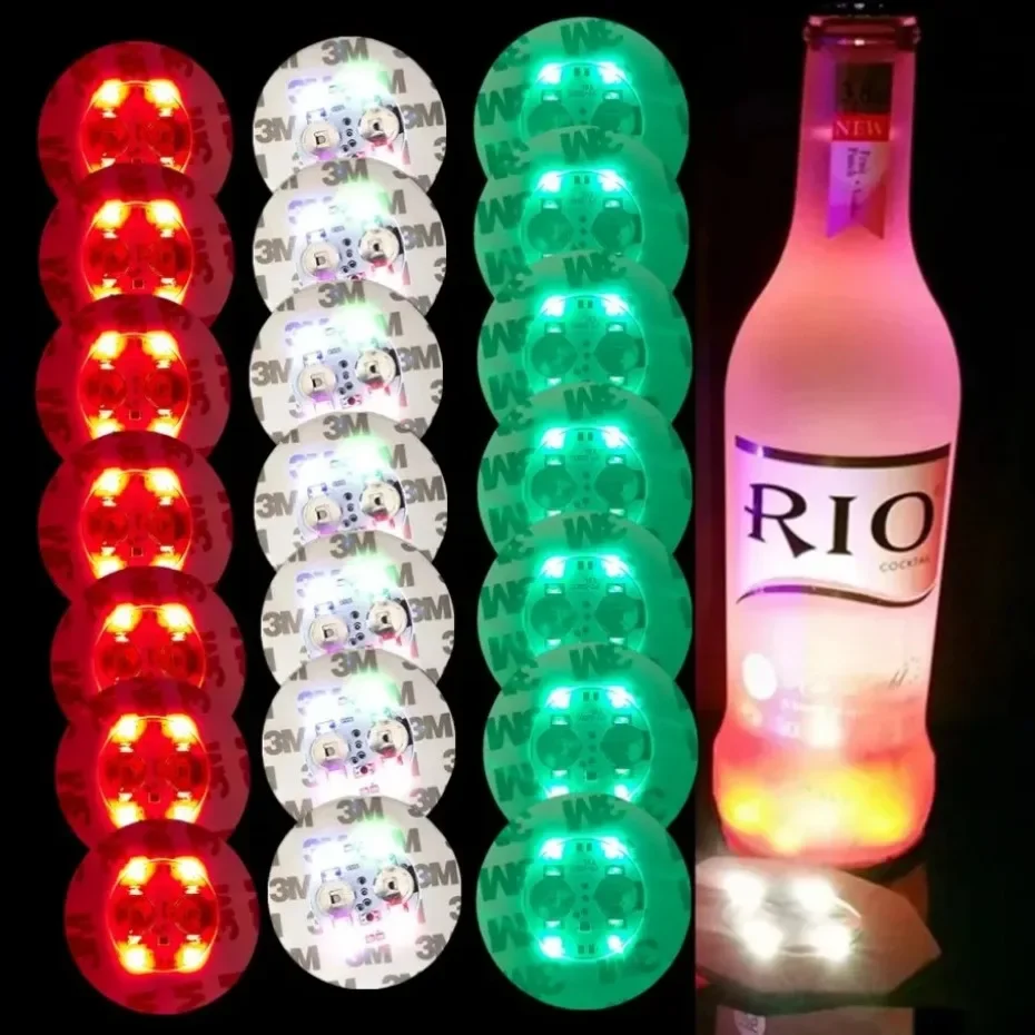 LED Coaster Luminous Bottle Stickers Lights Lamps for Xmas Bar KTV Wedding Party Cocktail Drink Cups Vase Decor lamp