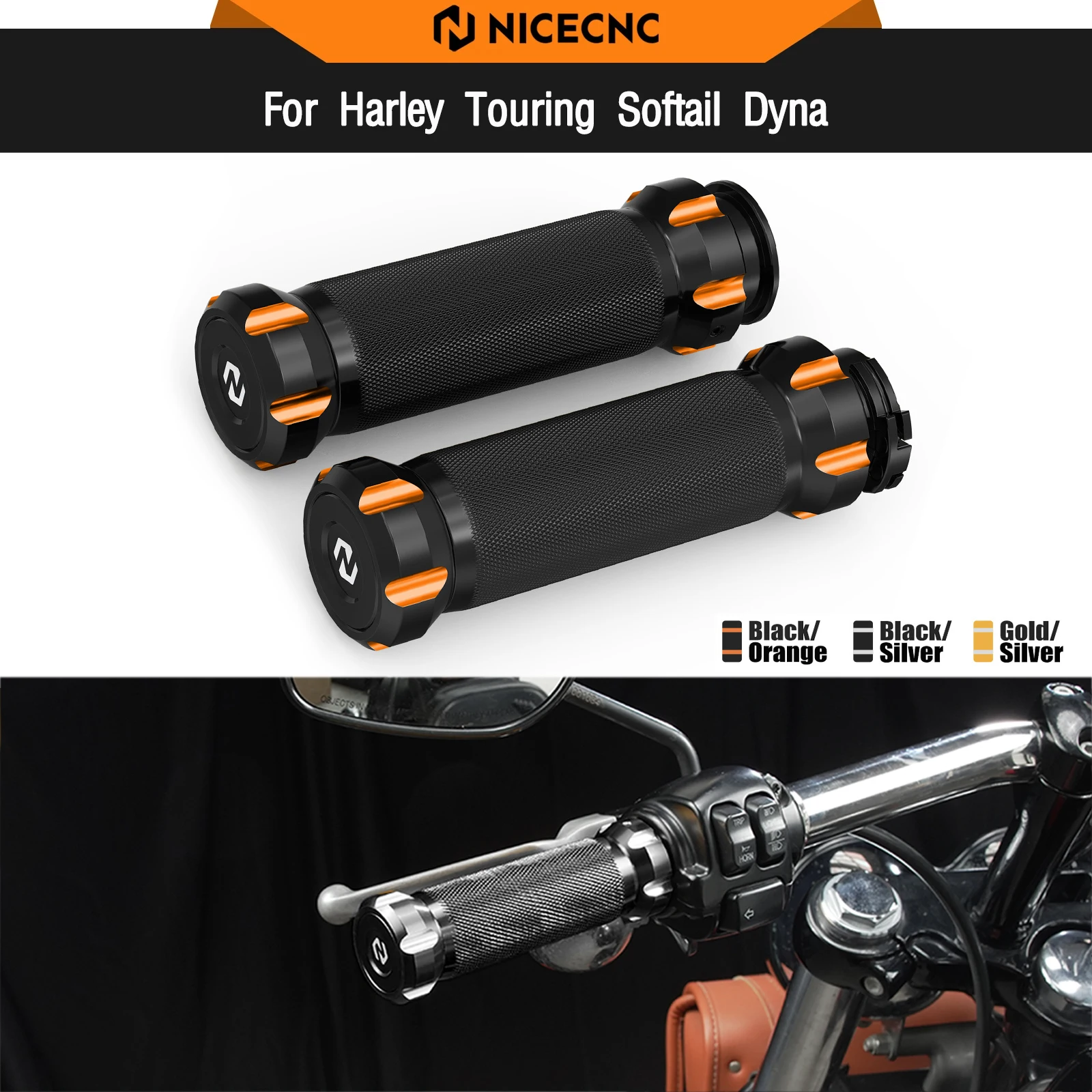 

For Harley Dyna Street Bob FXDB 2006-2017 Handlebar Hand Grips Low Rider FXDL Super Glide FXD Wide Glide FXDWG Fat Bob FXDF