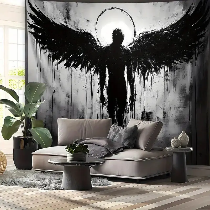 VIKAMA Angel Wings Silhouette Art Wide Tapestry Wall Hanging for Room Wall Art Cozy Aesthetic Retro Stylish Home Decor
