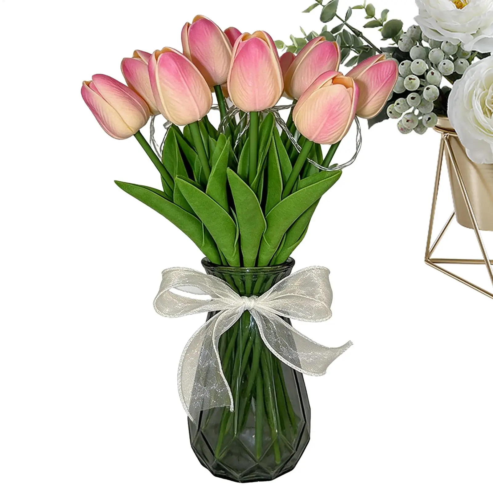 

Light Up Faux Flowers LED Decorative Floral Lamps 15-pieces LED Light Up Flowers For Home Office Apartment Hotel Bedroom Living