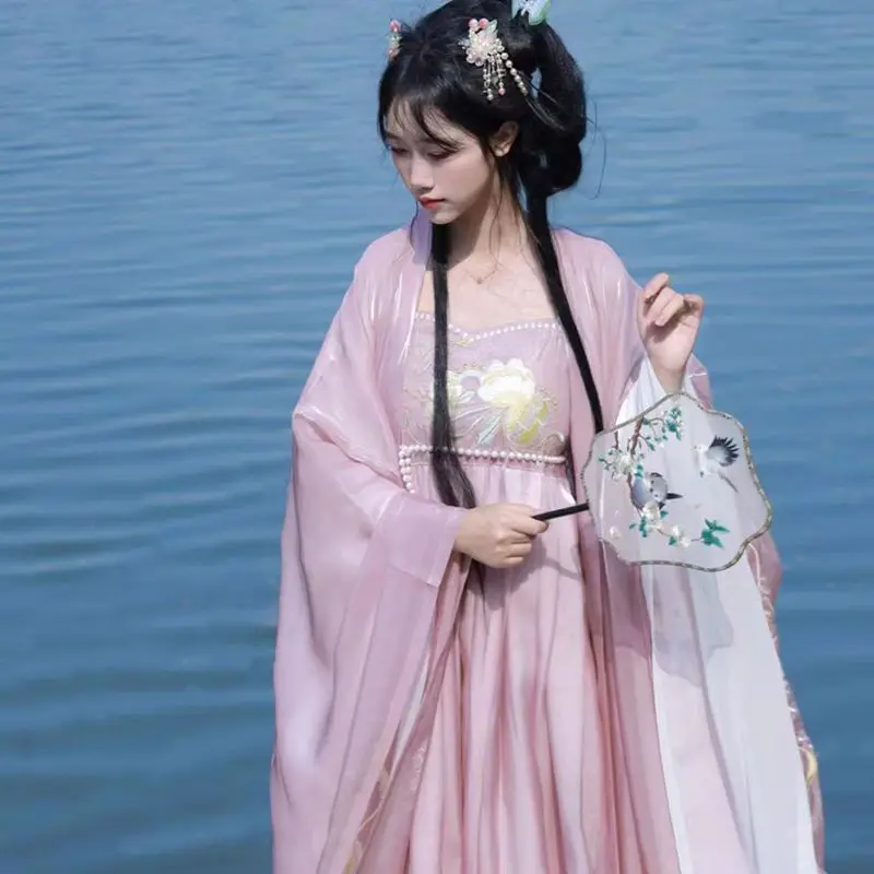 

Improved Chinese Ancient Song Dynasty Hanfu Women Spring Summer Elegant Casual Loose Style Daily Hanfu Set Fairy Hanfu Dress