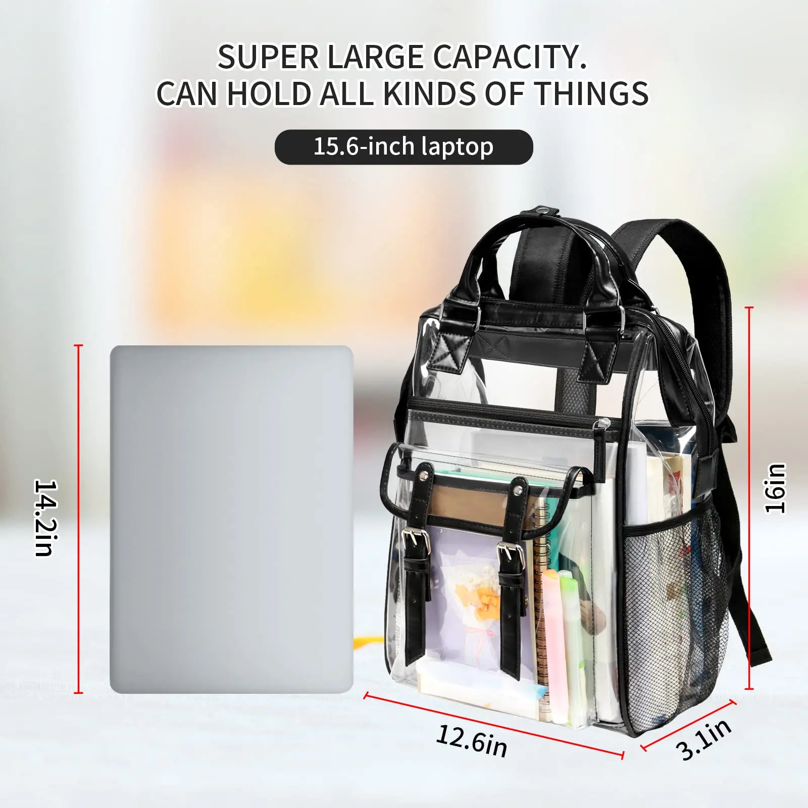 PVC Transparent Backpack with Large Capacity Waterproof Storage Bag Travel and Leisure Day bag Holiday Backpack Clear Bag