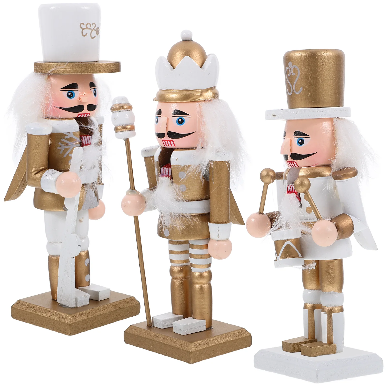 

3Pcs Christmas Nutcracker Wooden Soldiers Elegant Holiday Decor Craftsmanship Unique Designs Christmas Nutcracker