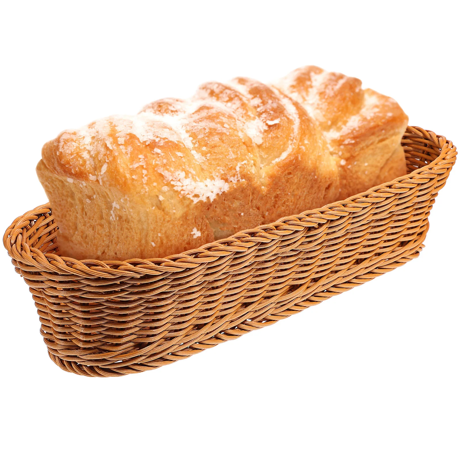 

Woven Bread 34 5x14x8cm Teak Oval PP Sturdy Storage Tray Fruit Snack Serving Kitchen Bar Gift Basket Accessories