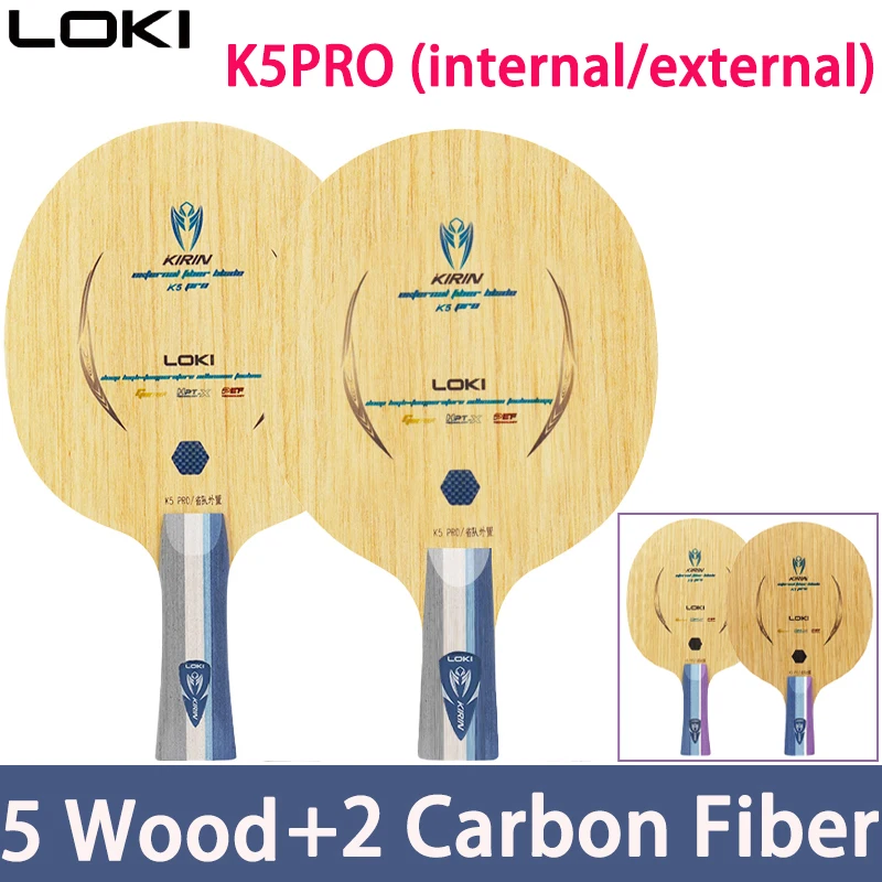 LOKI Table Tennis Rackets Pro-level Blade K5PRO (Internal/External) 5 Wood + 2 Carbon Fiber Layers PingPong Paddle Bottom Plate