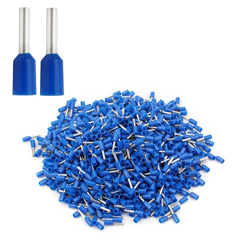 

Blue Nylon-Insulated Cord End Terminals Wire Ferrules AWG 24 to 1/0 (0.3-50mm²) Copper Crimp Connectors Pins