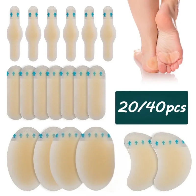 

40pcs Blister Plasters Invisible Hydrocolloid Gel Blister Bandages Blister Cushion Pad for Heel Foot Toe and Guard Skin