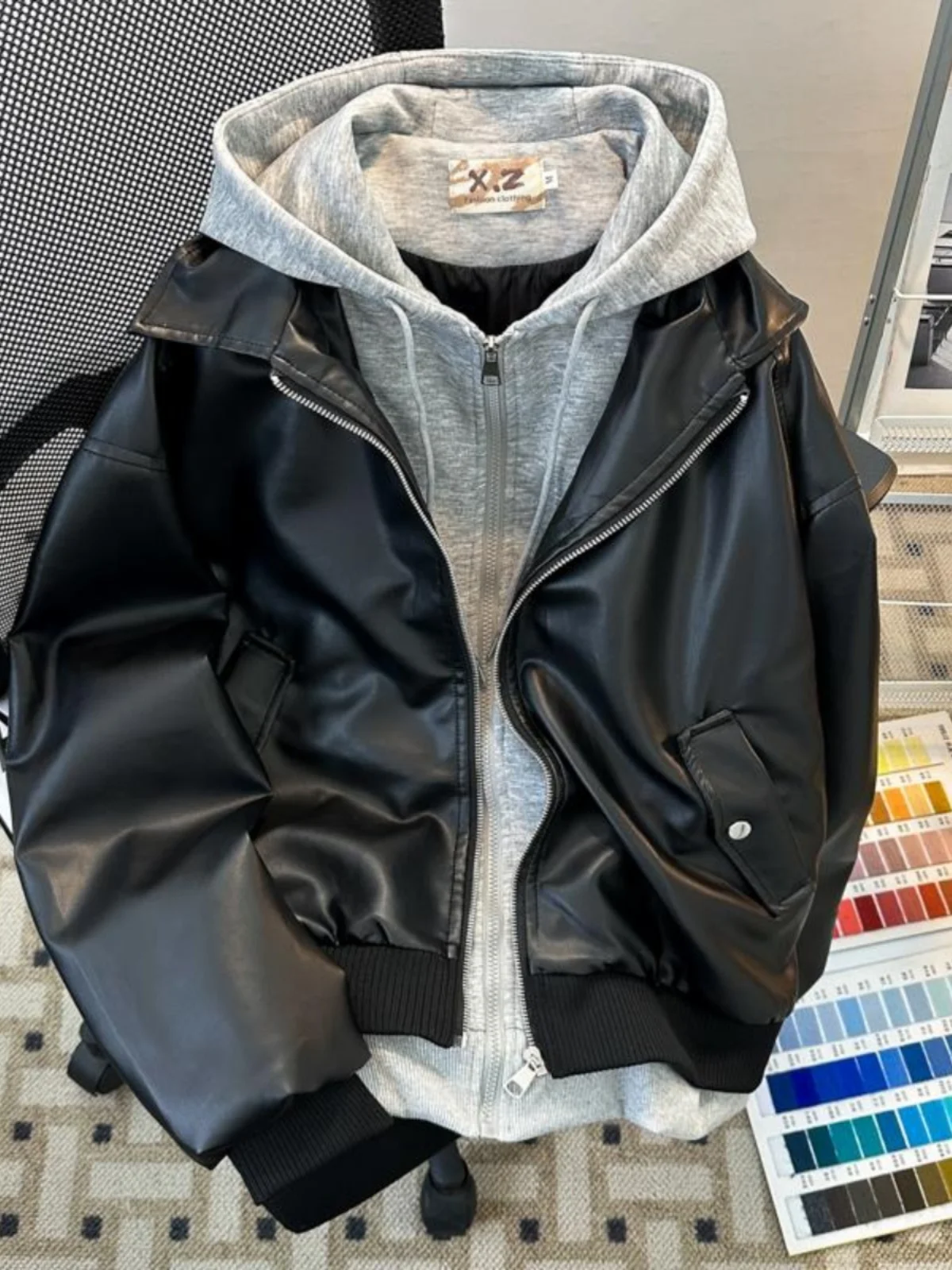 

Мужская куртка в стиле американского ретро, из искусственной кожи и хлопка, свободного кроя, повседневная, в стиле байкерской, осенне-зимняя, модная, брендовая, уличная одежда