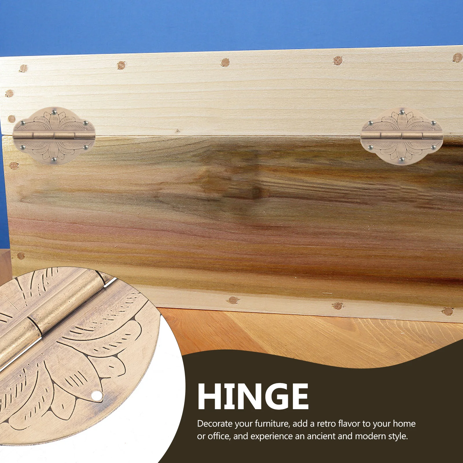 

2pcs Brass Small Cabinet Drawer Toolbox Hardware Retro Cabinet Box Small Jewelry Box Hinges Hinges