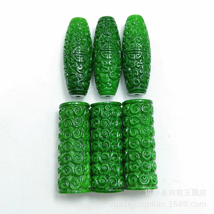 

NaturalIce Dry Green Jade Carving Bead DIY Bracelet Bangle Charm Jadeite Jewellery Fashion Accessories Amulet Gifts Women