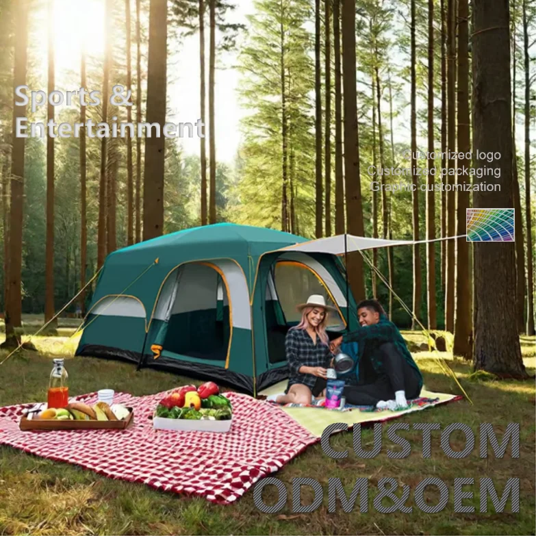 New Arrival Camping Tents for 8 10 12 Persons Competitive Price Waterproof Outdoor Family Tent with Bed Made Canvas Fabric - view 3