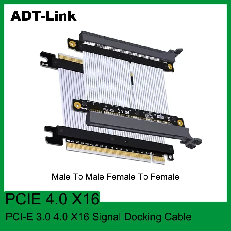 ADT-Link Riser PCIE 3.0 / 4.0 X16 Extension Cable TX-RX Signal Exchange Line Egpu Dock Gaming Pc Accessories Thunderbolt 2
