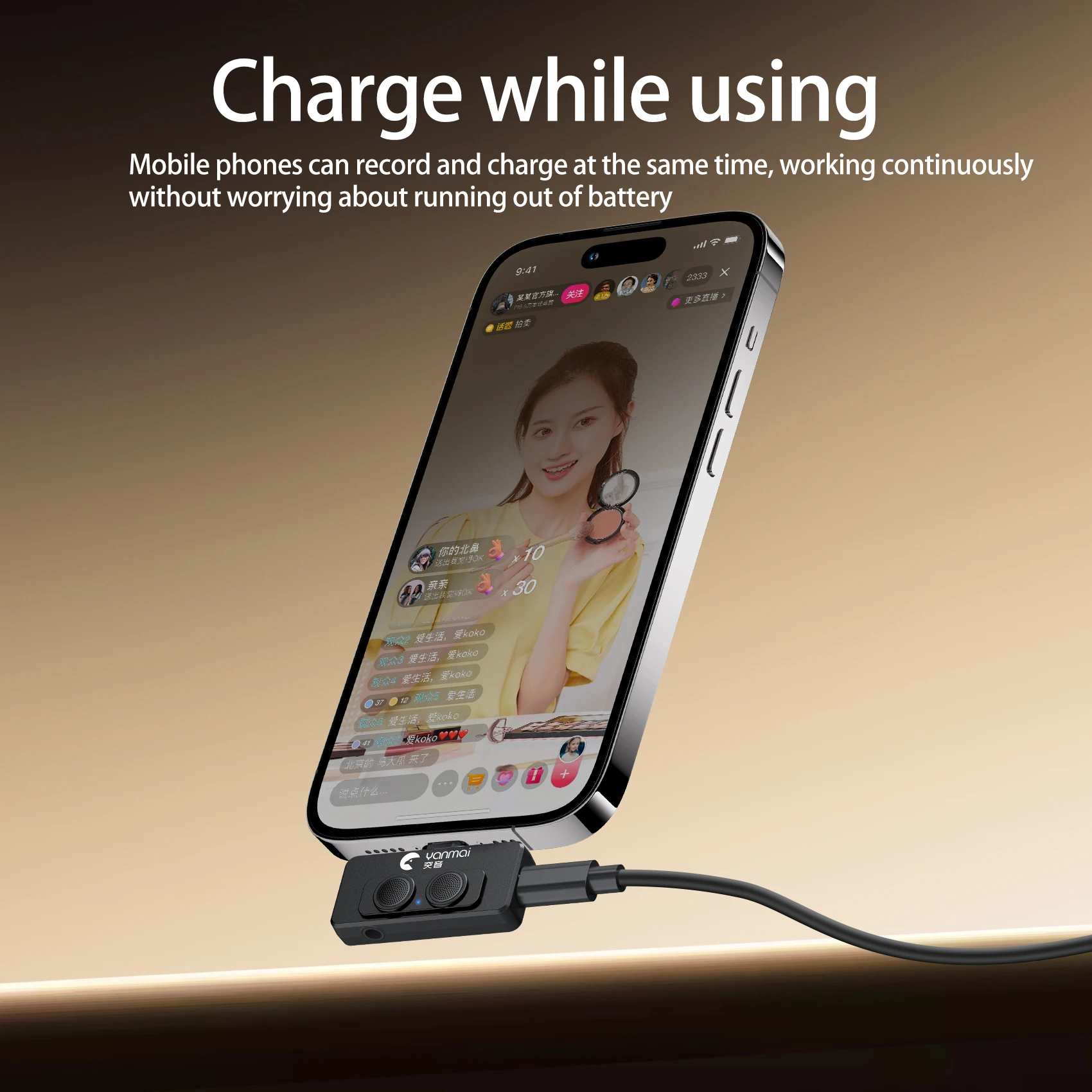 LINIM R6 Mikrofon mit Geräuschunterdrückung, speziell für Podcast/Vlog AI-Rauschunterdrückung, Plug-and-Play-Monitor, mobiles Mikrofon