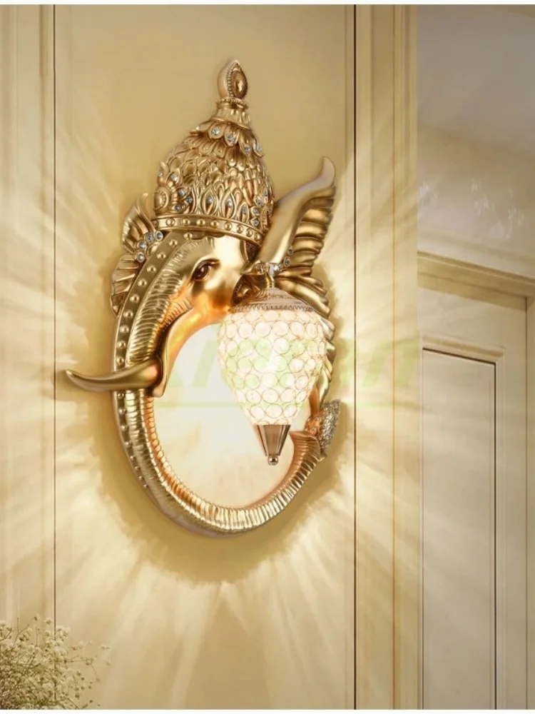 Lucky Elephant Wandlamp Amerikaanse Retro Dierenkop Woonkamer Bank Achtergrond Muur Ingang Studie Trap Wandlamp - afbeelding 2
