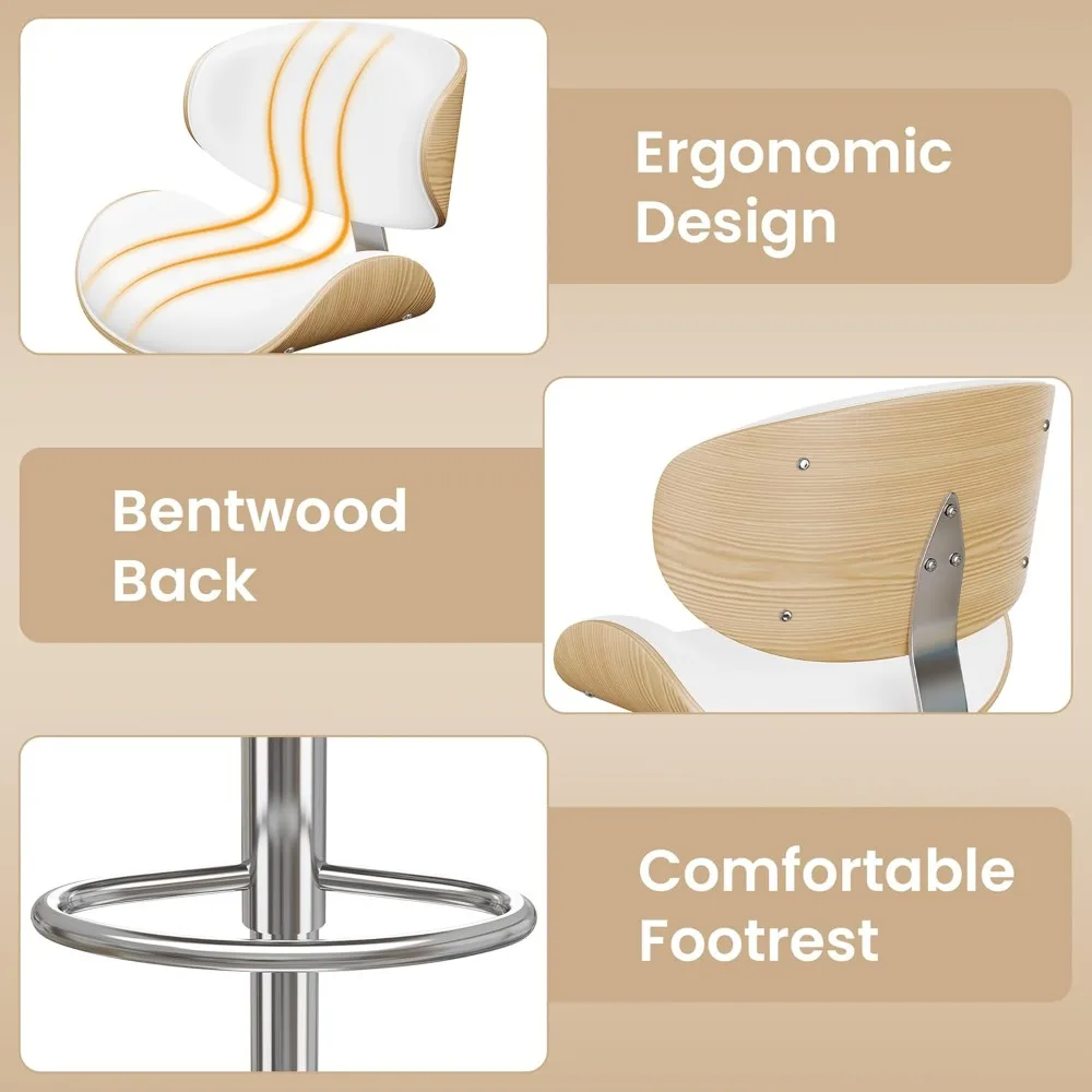 Barhocker, Küchentheke, Barhocker, Insel-Barhocker mit Rückenlehne, 3er-Set, Schneewittchen