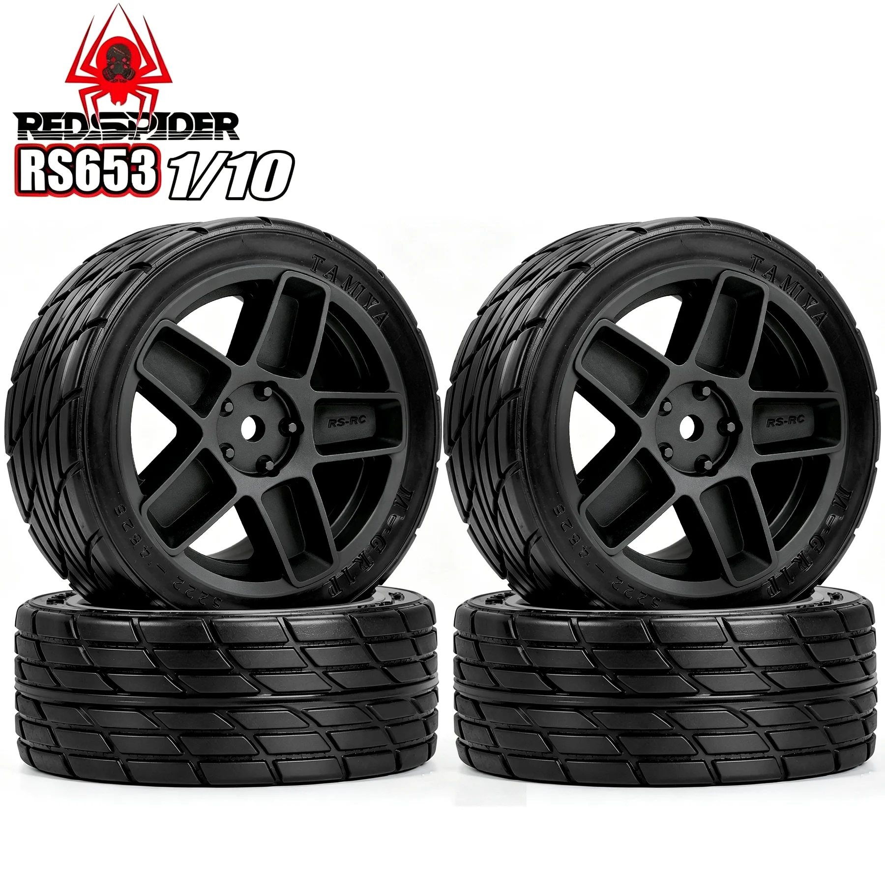 RED SPIDER 4Pcs 1/10 RC On-Road Tires Plastic Wheel Rims Set Replacement Parts Fit HSP  Tamiya TT02 TT01 1:10 RC Flat Racing Car
