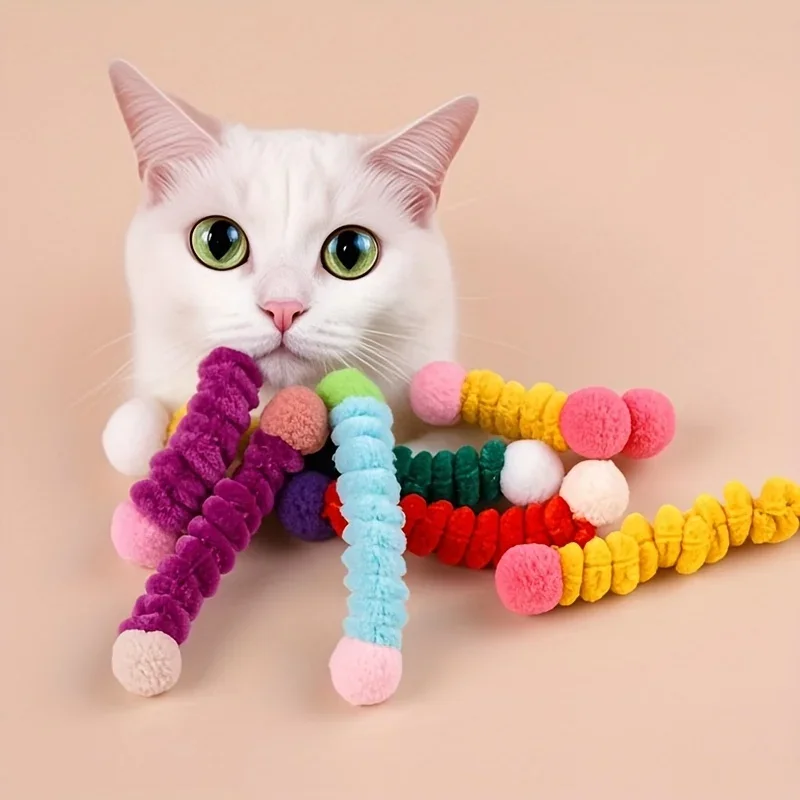 Zufällige Farbe, 12 Stück, bissfeste Katzenspielzeuge – elastische interaktive Spielzeuge für Kätzchen und erwachsene Katzen, weich und pfotenfreundlich