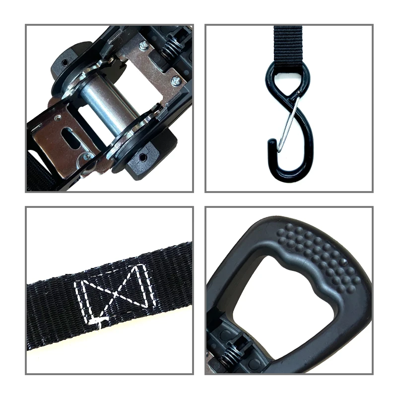 2M/3M/5M Portable Auto Luggage Trailer Ratchet Tie Down Strap 8-shaped Hook Brake Strap Binding Belt For Motorcycle Heavy-Duty