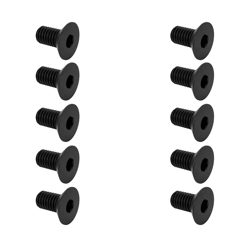 100 Pcs M3×10mm Full Thread Countersunk Hex Socket Screws, Pitch 0.5mm Black 12.9 Alloy Steel Allen Flat Head Bolts