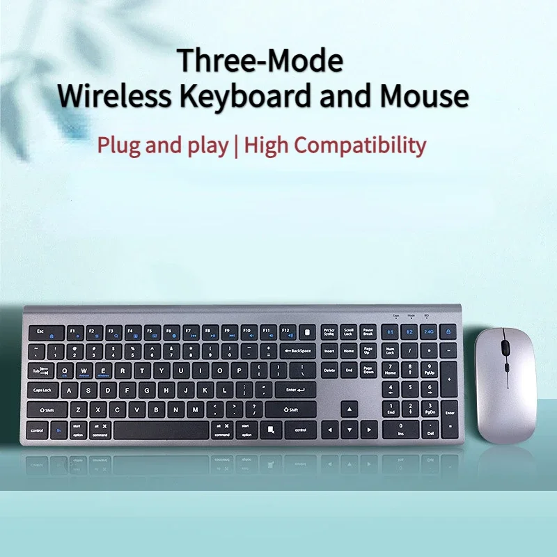 

2.4G Wireless Keyboard and Mouse Set Ergonomic Keyboard with FN+Multimedia Button High Sensitivity Mouse for PC Laptop