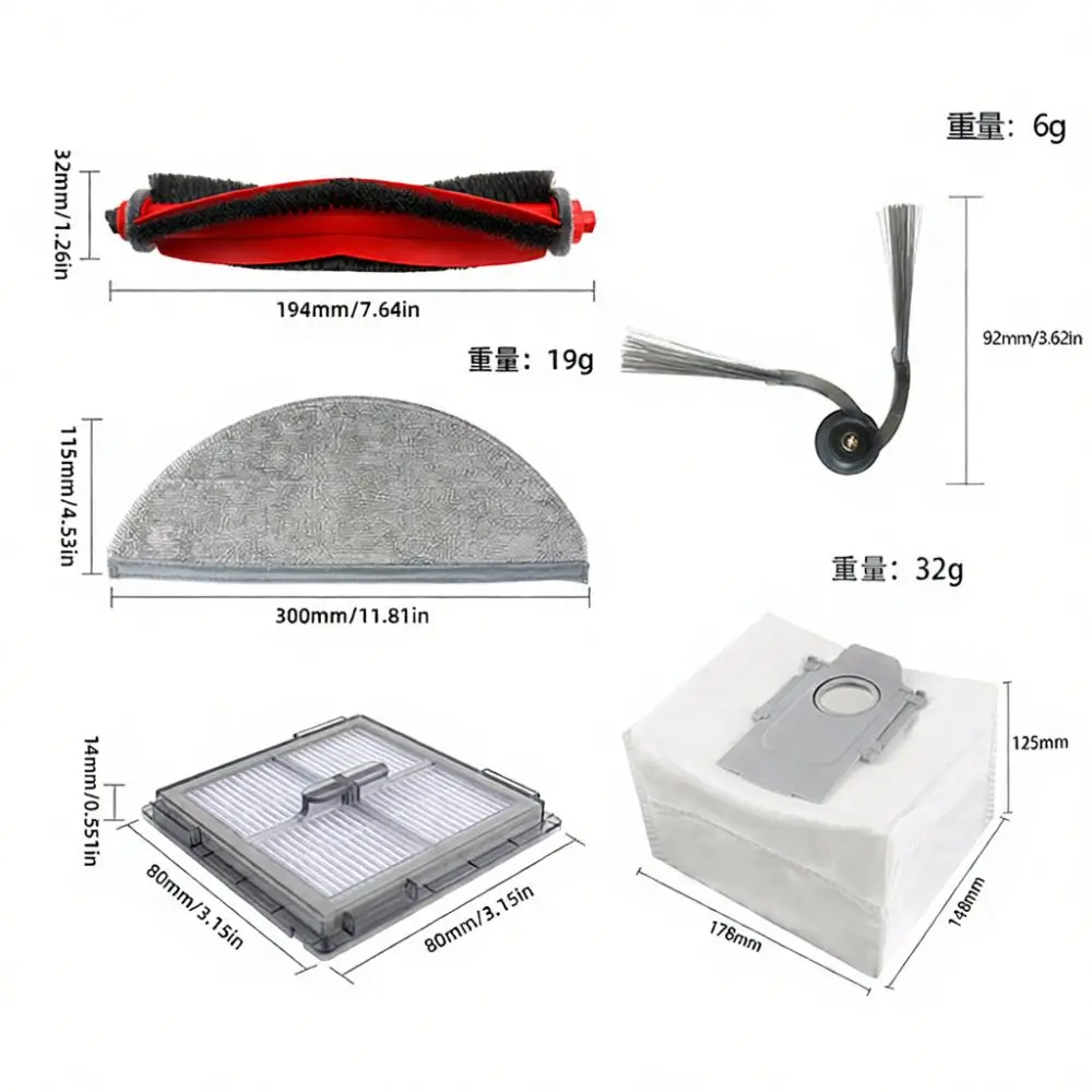 Robot Cleaner Replacement Parts For Roborock Q10 X5 Plus Q10 PF Plus Q8 Max Pro Plus Hepa Filter Main Brush Side Brush Mop