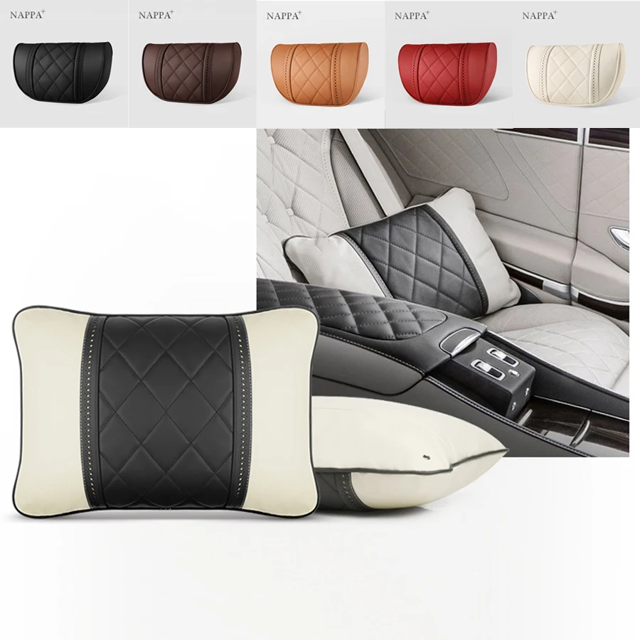

Подушка для автомобильного сиденья из премиальной кожи для Volkswagen, Honda, Kia, Maybach S-Class, с поддержкой поясницы и подголовником, внутренние аксессуары