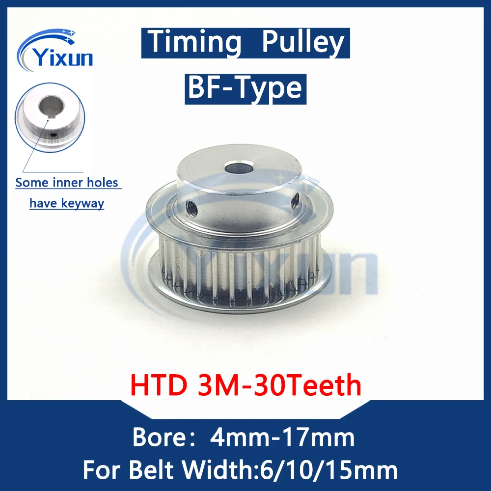 

30 Teeth HTD 3M Timing Pulley Bore 4/5/6/6.35/7/8/10/12/12.7/14/15/16mm For Belt Width 6/10/15mm Synchronous Wheel Pulley Keyway