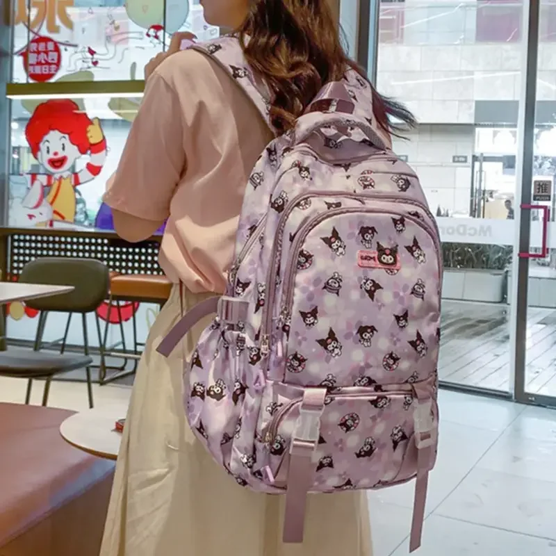 

Sanrioed Anime Backpack Kuromi Cute Large Capacity Student Schoolbags Cartoon Stationery Shoulder Bag Gift for Friend