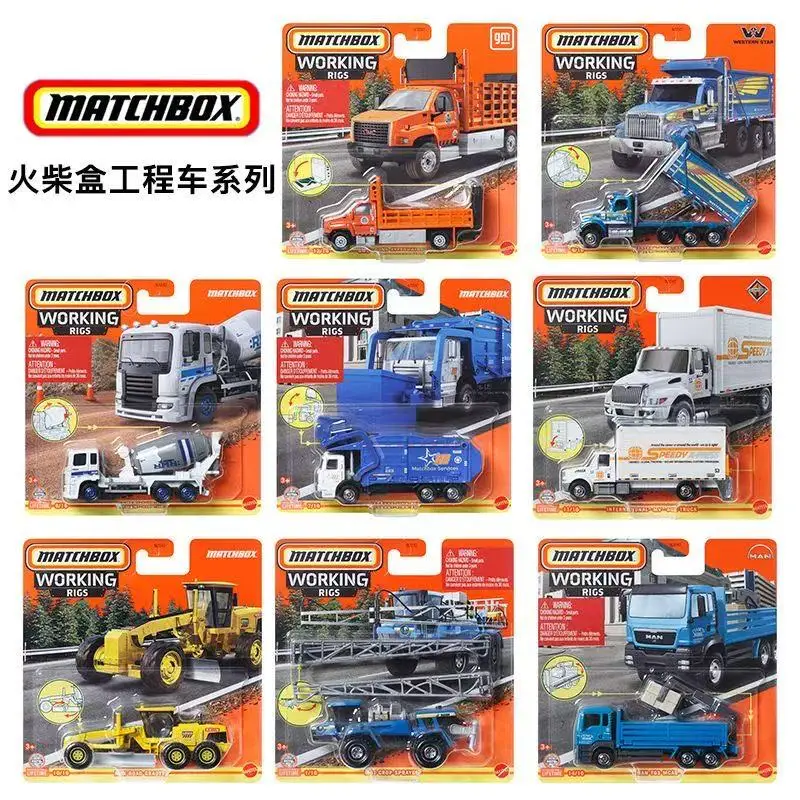 HOT Mattel Matchbox Car Working Rigs Diecast 1/64 Juguetes para Niños, Modelos de Vehículos: Motoniveladora, Camión Pulverizador Agrícola, Furgoneta, Regalo