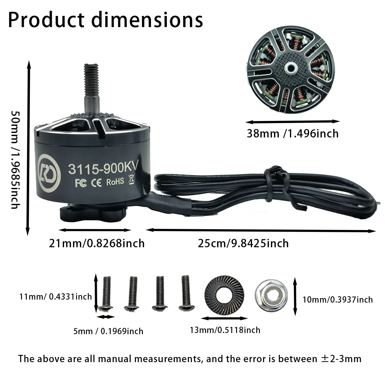 1/2/4pcs 3115 900KV Brushless 4-6s Motor For 6-9 Inch Props Compatible With Rc Drones In Fpv Racing