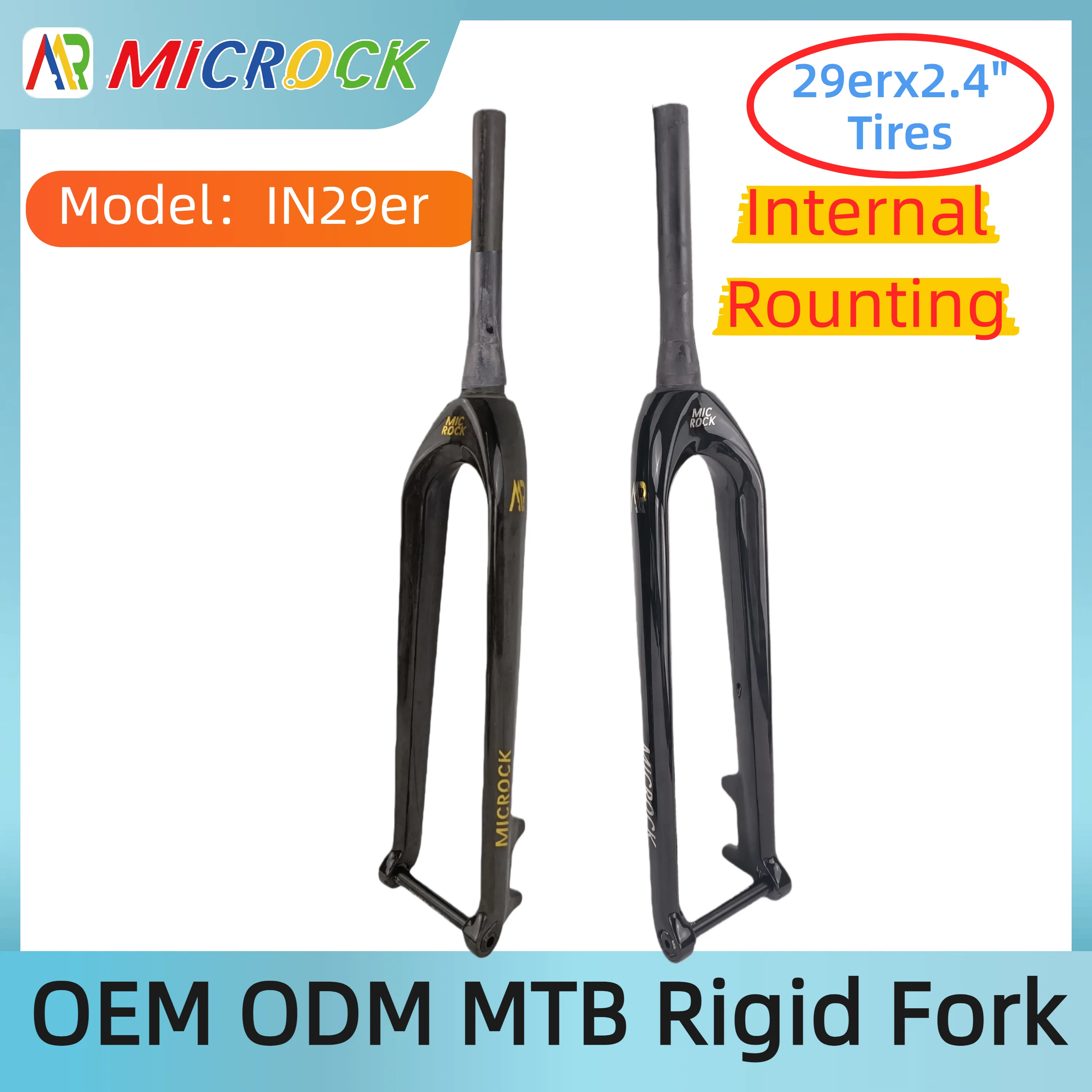 

MICROCK HMC T1000 Carbon Fiber MTB Mountain Rigid Fork Tapered 29er 27.5er Boost 110x15mm Internal uting Cable Line OEM Color