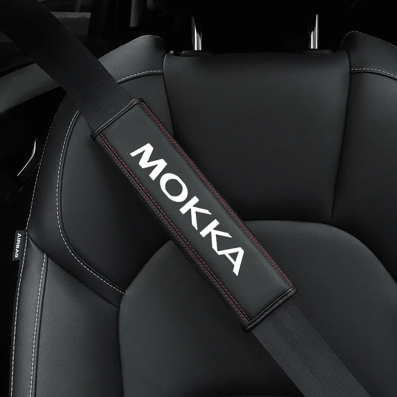 

For Opel Mokka 1pc Cowhide Car Interior Seat Belt Protector Cover for Opel Mokka car Auto Accessories