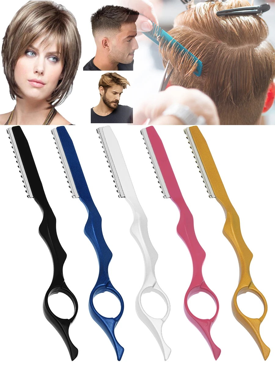 Stainless Steel Hairdressing Razors Blade Hair Razors Cut Hair Cutting Thinning Knife Salon Hair Removal Razors 5 Colors C0001A