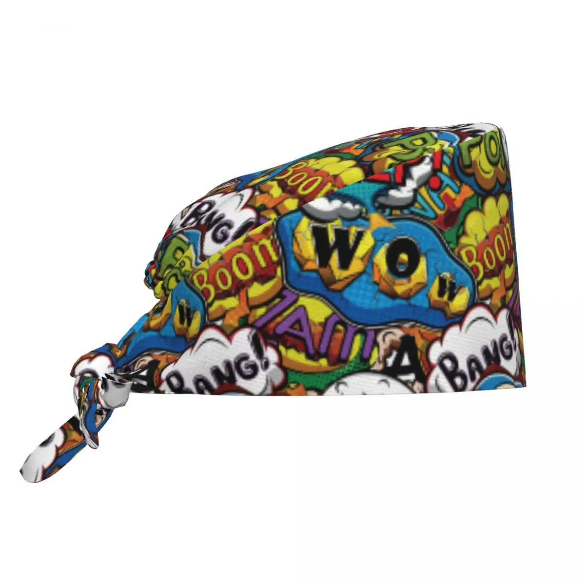 

Multicolored Comics Speech Bubbles Scrub Hat Surgical Scrub Caps Unisex Nurse Medical Cap Work Scrubs Hat for Hospital Pharmacy