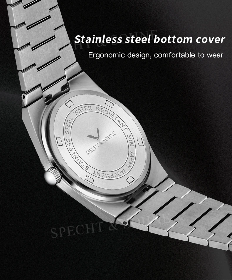 2026 Neuheiten Specht&Sohne Herrenuhren Edelstahl Saphir Klassische Quarz Herrenuhr Relogio Masculino 100M Wasserdicht – Detail 9