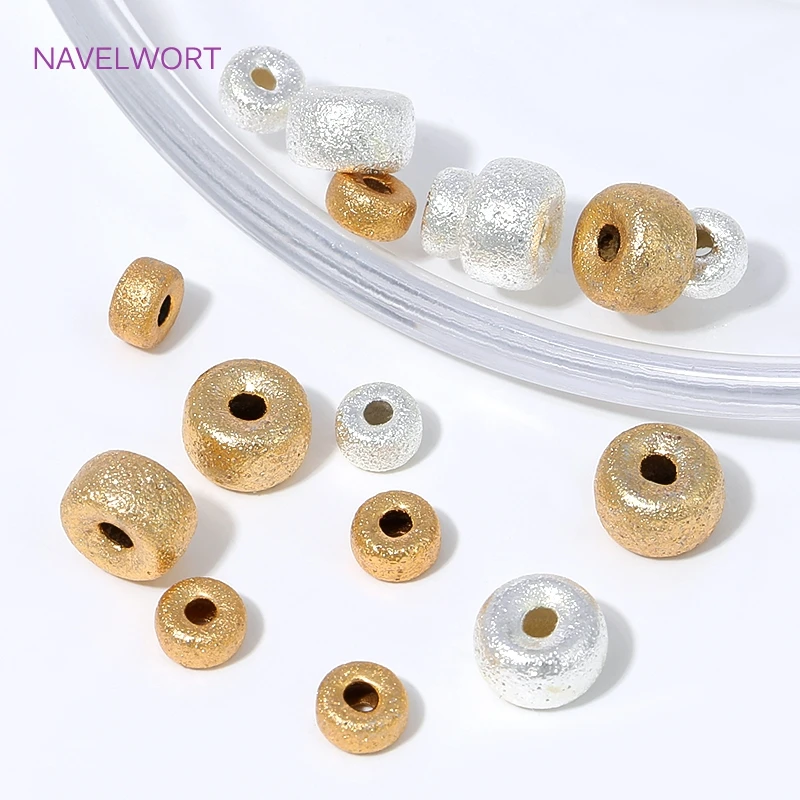 4/6mm Brass Frosted Spacer Beads 18K Gold Plated Beads Separators For Bracelet Making,Loose Beads,DIY Jewelry Findings image 4
