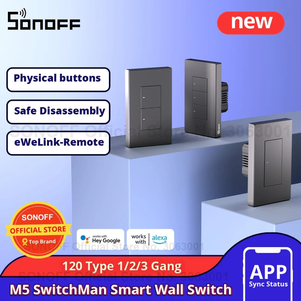 SONOFF M5 SwitchMan Smart Wall Switch 120 Type 1/2/3 Gang Wall Push Button Switch eWelink App Control Works Sonoff S-Mate/ R5