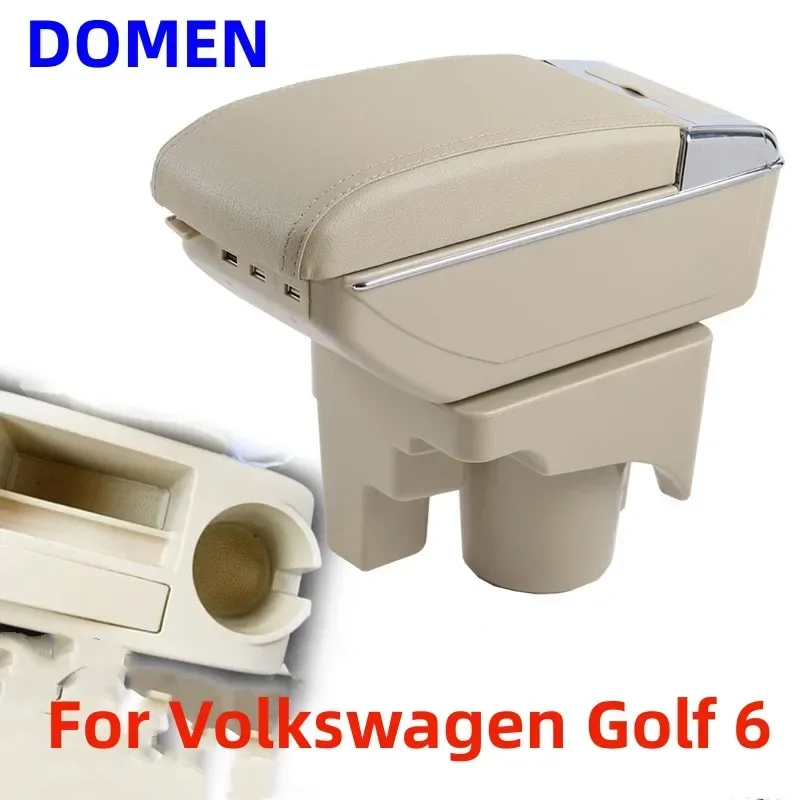 

For Volkswagen Golf 6 Armrest box Original dedicated central armrest box modification accessories Dual Layer USB Charging