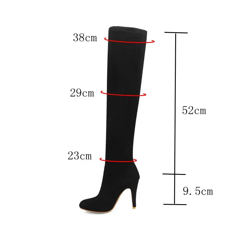 ORCHA LISA 2022 Thigh High Boots Color Over The Knee 9.5cm Purple Pink Big Size 43 14 Long Booties Flock Pointed Toe