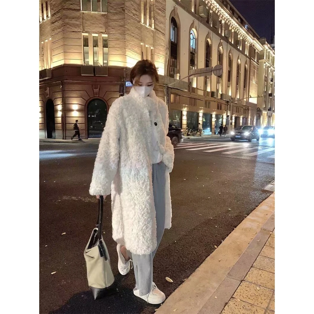 Thiened Baumwolle Lamm Pelz Jaet frauen Winter Langen Mantel Herbst Winter Neue Sle Koreanische Version Straße Faion Großen Mantel