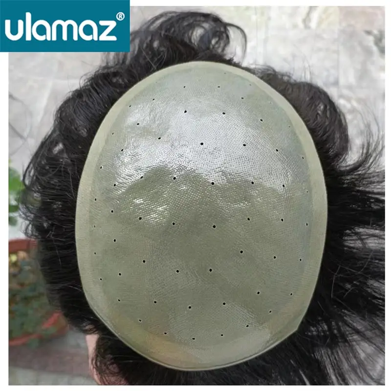 

Thin Skin Toupee Breathable Male Hair Prosthesis Biological Scalp Hairpiece Mens Hair Replacement Systems Human Hair Man Wig