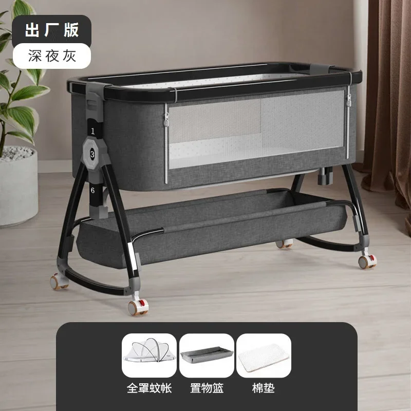 

Aluminum Alloy Crib Removable Portable Cradle Bed Foldable Multi-function Bb Bed Newborn Splicing Queen Bed