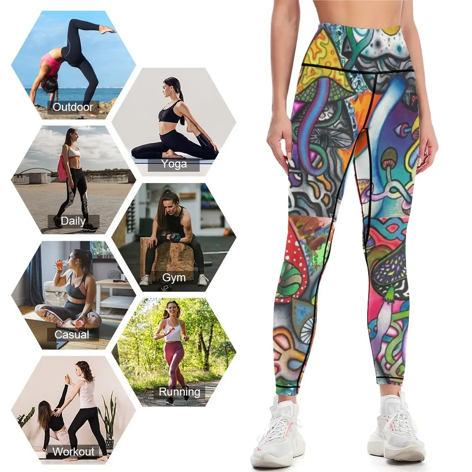 rete mycelium Leggings Pantaloni sportivi svasati Leggings da donna