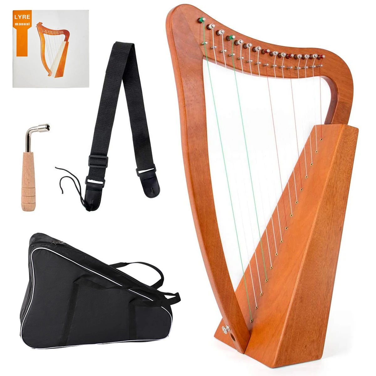 

19 String Lyre Piano Solid Wooden High Quality Harp Portable Musical Instrument 23/19-Strings Stringed Instrument