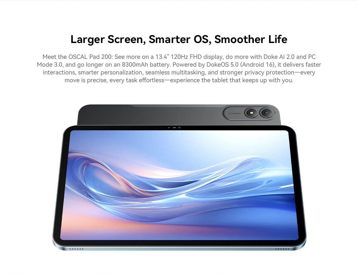 Blackview OSCAL Pad 200 Tablets Android 16 Tablet 13.4'' 120Hz 24GB RAM 128GB ROM Display 8300mAh Battery 18W 4G LTE For Office